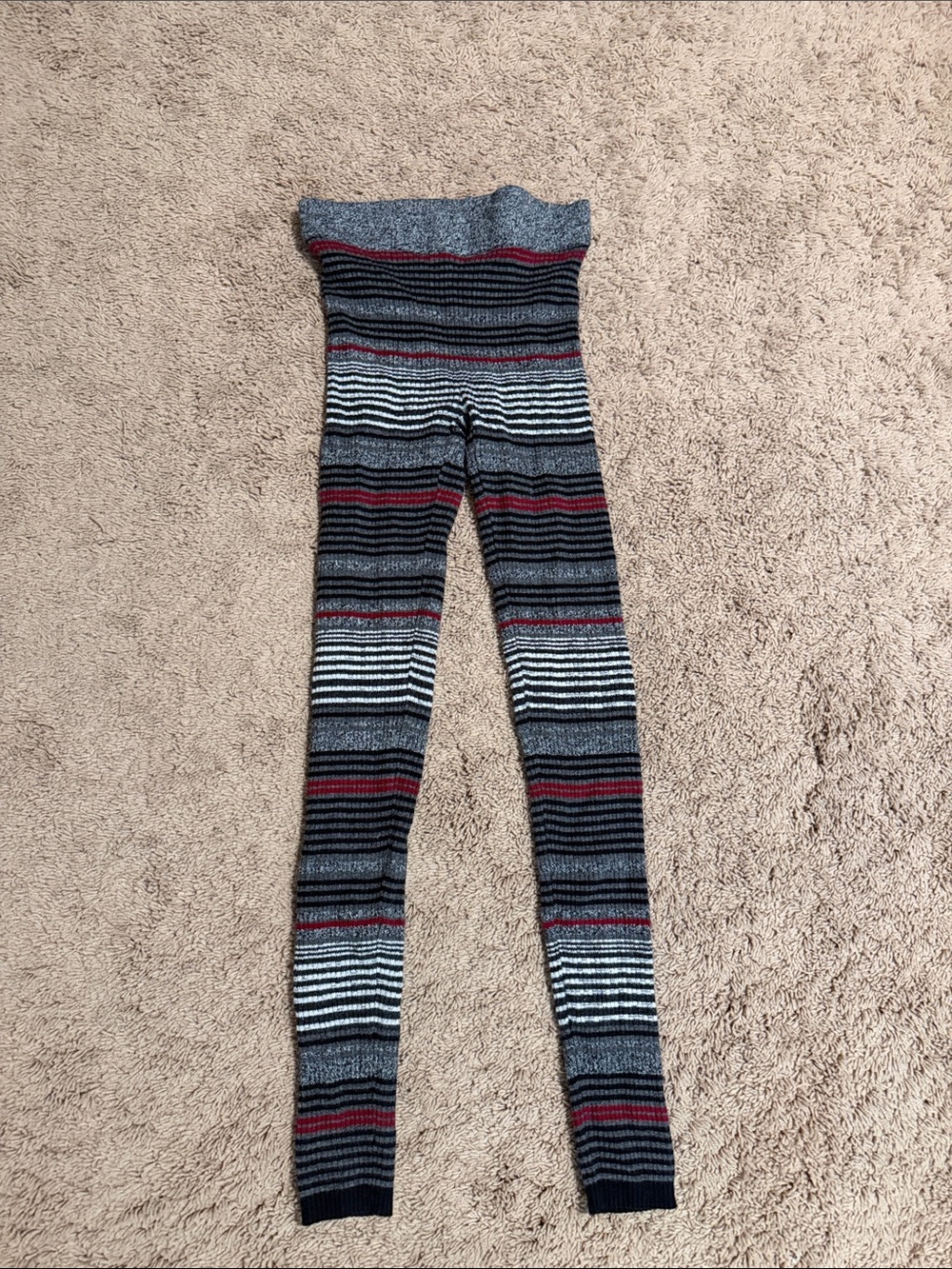 American Eagle Outfitters Gray and Black Striped Knit Leggings